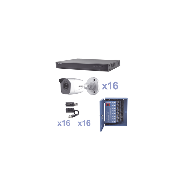 EPCOM PROFESSIONAL KEVTX8T16BW KEVTX8T16BW KIT TurboHD 1080p / DVR 16 Canales / 16 Cá