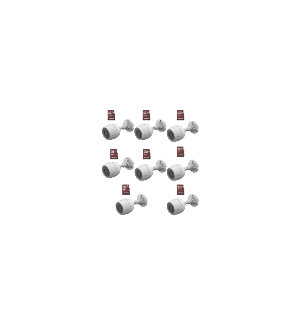EZVIZ CSH3CKM8 CS-H3C/KM8 Kit de Camaras WiFi Incluye 8 Piezas CS-H3C y 8 Piezas HS-T