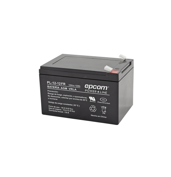 EPCOM POWERLINE PL1212FR PL-12-12-FR Batería 12 Vcc / 12 Ah / UL / AGM-VRLA / Retarda