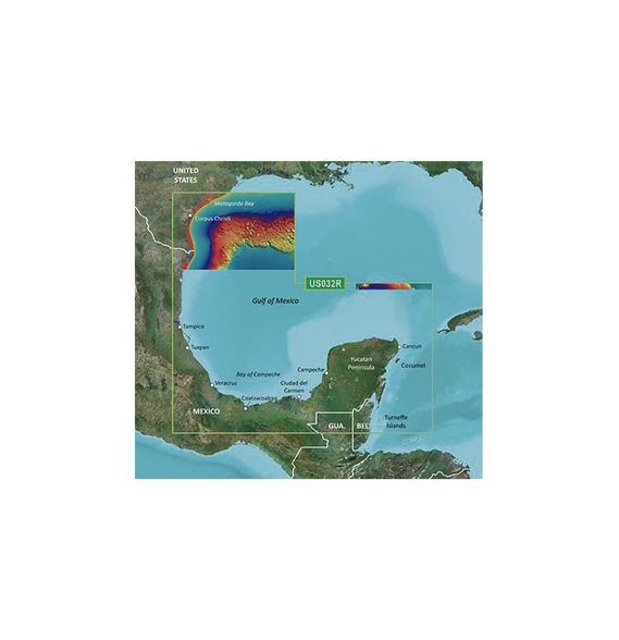 GARMIN 10C073300 10-C0733-00 Mapa VUS032R Sur del Golfo de México.
