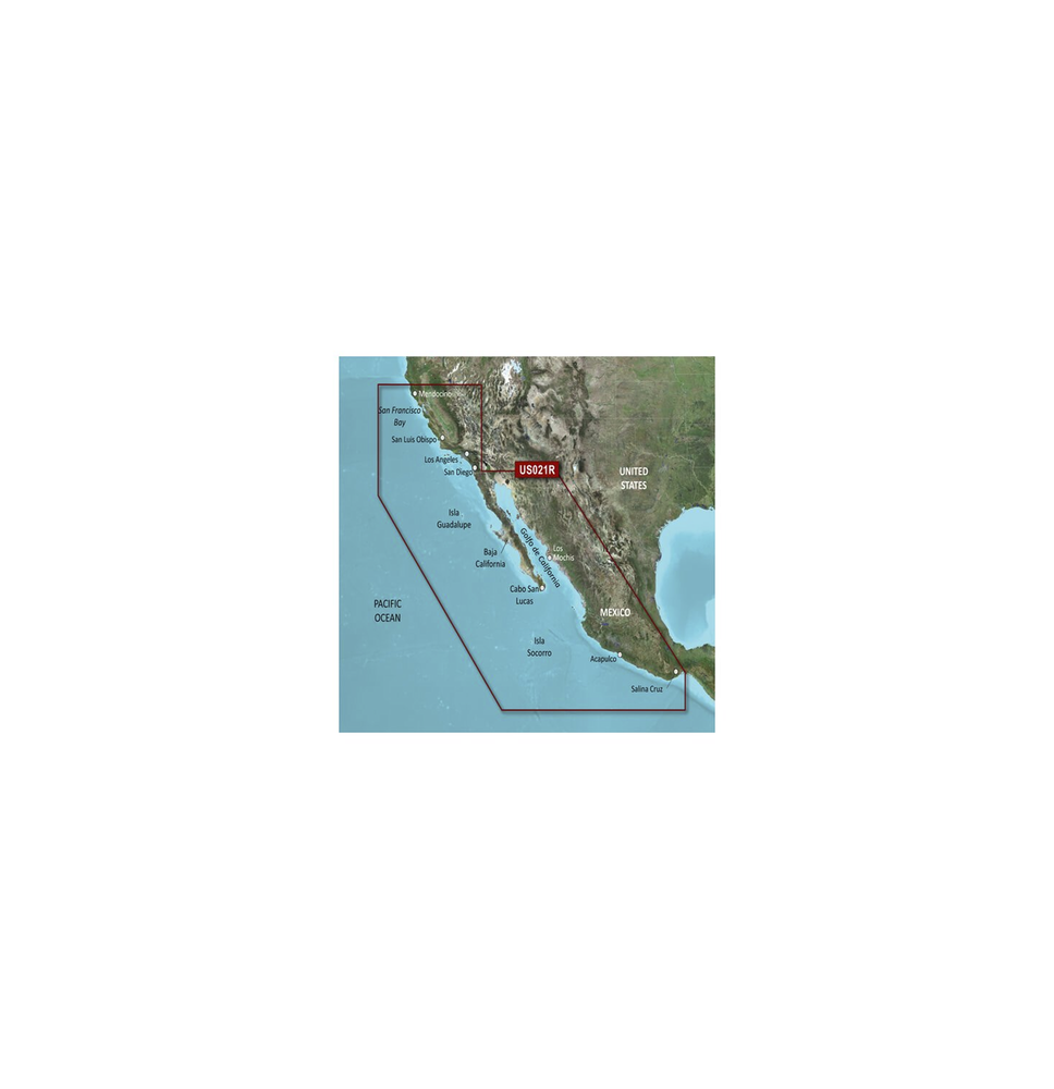 GARMIN 10C072200 10-C0722-00 Mapa VUS021R US Mendocino Salina Cruz y costas mexicanas