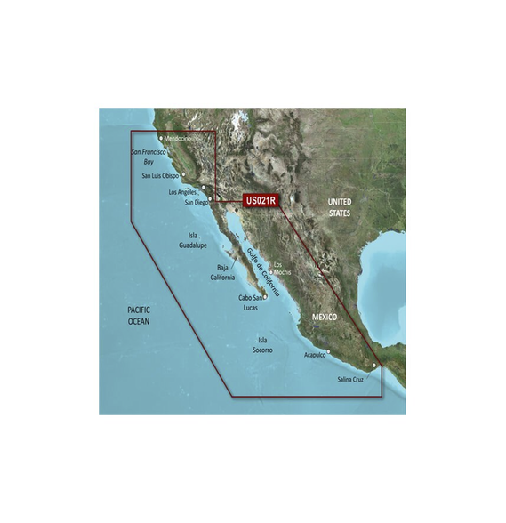 GARMIN 10C072200 10-C0722-00 Mapa VUS021R US Mendocino Salina Cruz y costas mexicanas