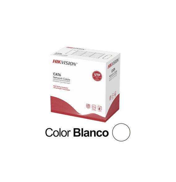 HIKVISION DS1LN6UEW DS-1LN6-UE-W Bobina de Cable de 305 m (1000 ft) Cat 6 / 100% Cobr