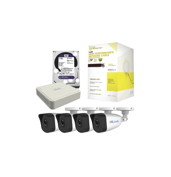 HiLook by HIKVISION KHL4B1TB KHL4B/1TB Kit IP 4 Megapixel / NVR de 4 Canales / 4 Cáma