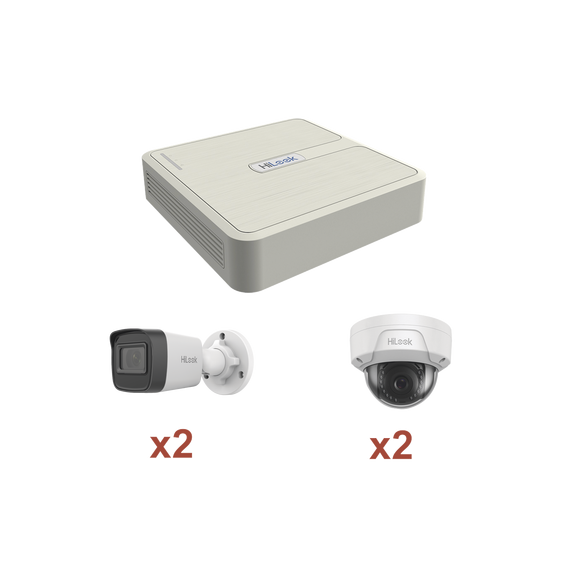 HiLook by HIKVISION KIP2MP2B2D KIP2MP/2B2D Kit IP 1080p (2 Megapixel) / NVR de 4 Cana