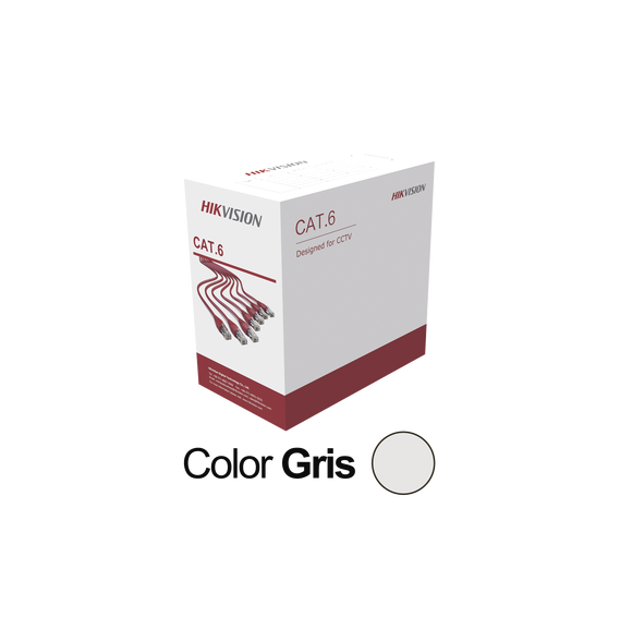 HIKVISION DS1LN6UG DS-1LN6U-G Bobina de cable UTP 305 mts / Cat6 (23 AWG) / Color Gri