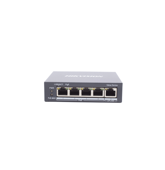 HIKVISION DS3E0505PEM DS-3E0505P-E/M Switch Gigabit PoE+ / No Administrable / 4 Puert