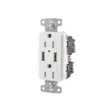 HUBBELL HUBUSB15A5W HUB-USB-15A-5W Contacto Dúplex con 2 Puertos USB 15A 125V 2 Polos