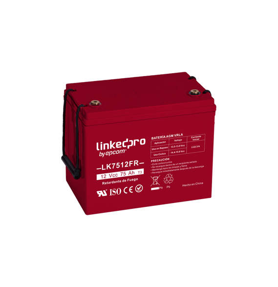 LINKEDPRO BY EPCOM LK7512FR LK7512FR Batería 12 Vcc / 75 Ah / UL / Tecnología AGM-VRL
