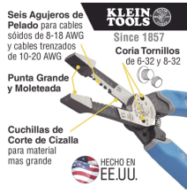 KLEIN TOOLS K12035 K120-35 Pelacables con Corte por Cizalla para Cable Sólido 8-18 y