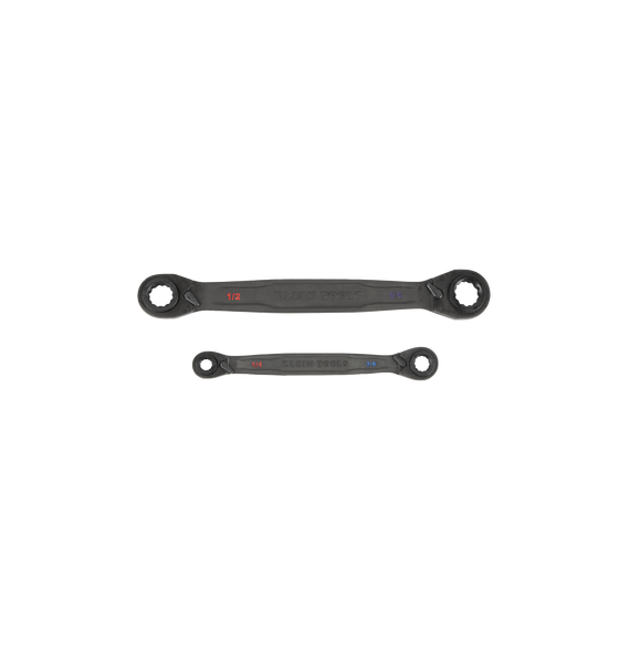 KLEIN TOOLS 68216 68216 Juego de 2 llaves Estriadas de Matraca 4 en 1 con 8 Medidas I