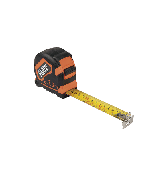 KLEIN TOOLS 9375 9375 Flexómetro (Cinta de Medir) de 7.5 m con Gancho doble Magnético