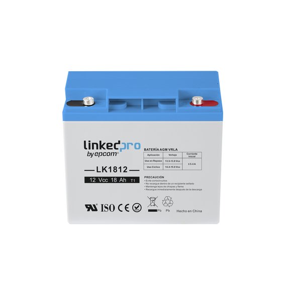 LINKEDPRO BY EPCOM LK1812 LK1812 Batería 12 Vcc / 18 Ah / UL / Tecnología AGM-VRLA /
