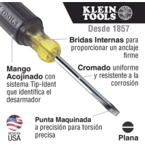 KLEIN TOOLS 6028 602-8 Desarmador de Punta Plana de 10 mm con Mango Acojinado de 203