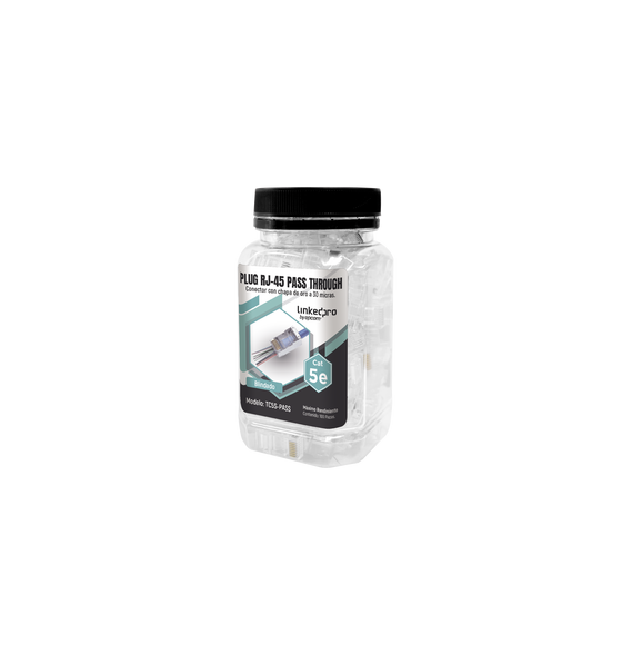 LINKEDPRO BY EPCOM TC5SPASS TC5S-PASS Bote con 100 Plugs Pass through RJ45 Cat5e BLIN