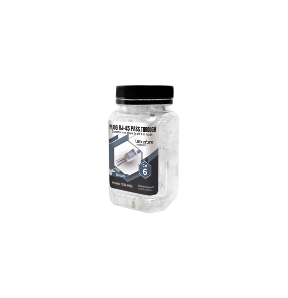 LINKEDPRO BY EPCOM TC6SPASS TC6S-PASS Bote con 100 Plugs Pass through RJ45 Cat6 BLIND