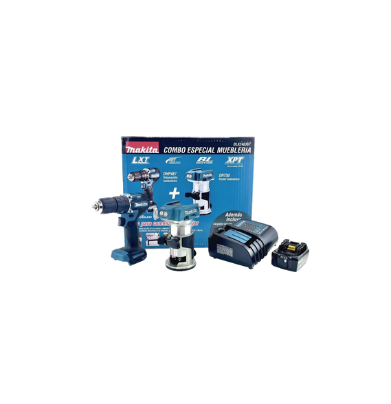 MAKITA DLX2463ST DLX2463ST kit de Rotomartilló DHP487 +Fresadora Multifuncional DRT50