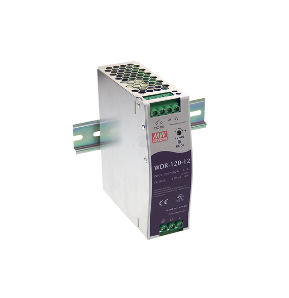 MEANWELL WDR12024 WDR12024 Fuente de Poder Industrial de 120W salida 24 Vcc para mont