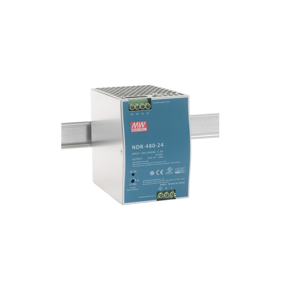 MEANWELL NDR48024 NDR48024 Fuente de Poder Industrial de 480W salida 24 Vcc para mont