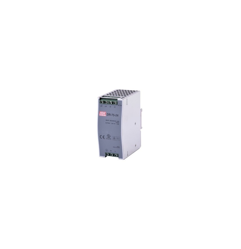 MEANWELL PWR7524 PWR-75-24 Fuente de Poder Industrial Riel DIN 24Vcc a 75W. MEANWELL PWR7524 PWR-75-24 Fuente de Poder Industrial Riel DIN 24Vcc a 75W.