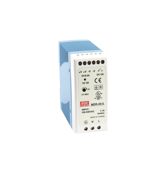 MEANWELL MDR405 MDR-40-5 Fuente de poder Industrial Riel Din 5Vcc 40W
