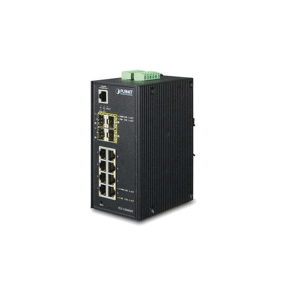 PLANET IGS12040MT IGS-12040MT Switch Industrial Administrable de 8-Puertos 10/100/100