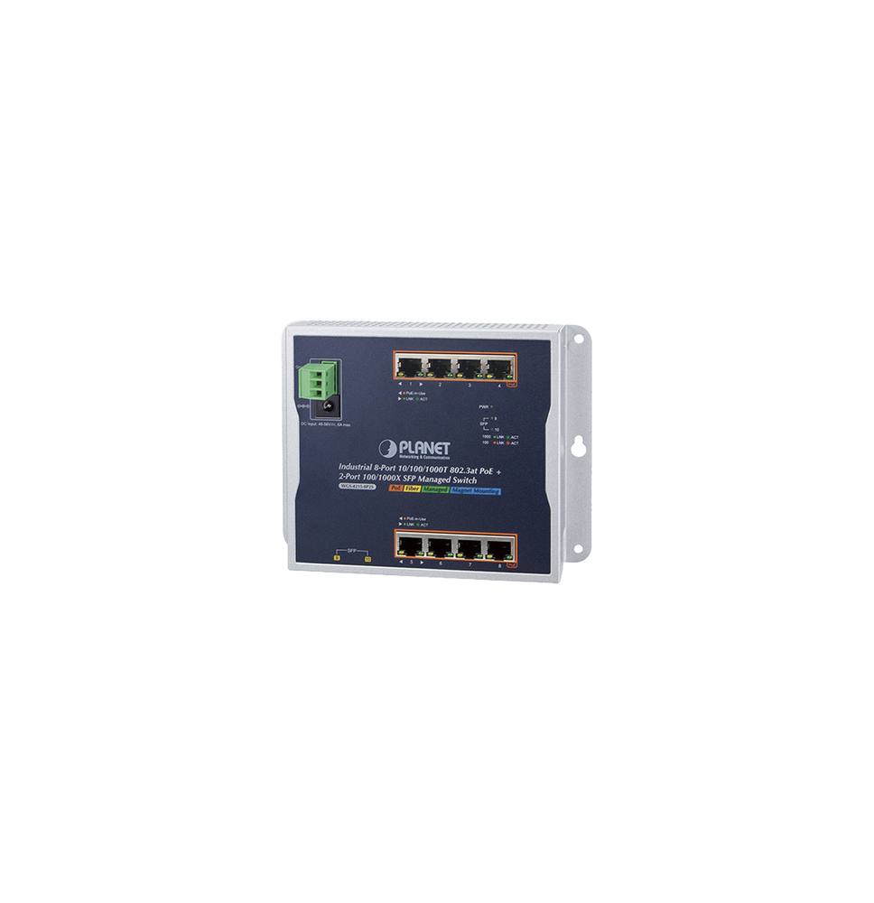 PLANET WGS42158P2S WGS-4215-8P2S Switch Industrial PoE Administrable de Pared Capa 2 PLANET WGS42158P2S WGS-4215-8P2S Switch Industrial PoE Administrable de Pared Capa 2