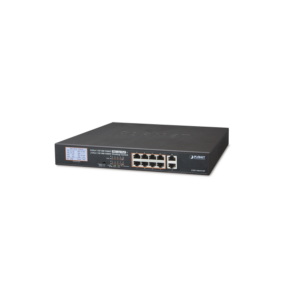PLANET GSD1002VHP GSD-1002VHP Switch No Adminsitrable PoE+ distancia 250 metros 8 pue