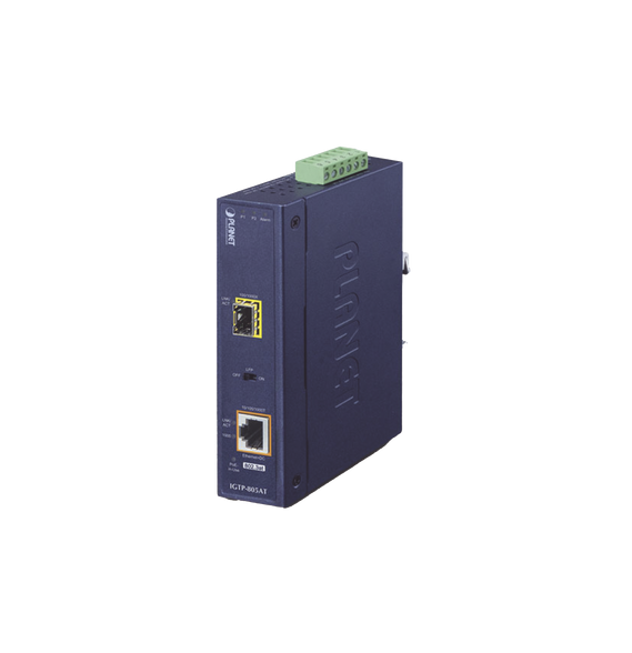 PLANET IGTP805AT IGTP-805AT Convertidor de medios industrial PoE+ 1000BASE-SX/LX a 10