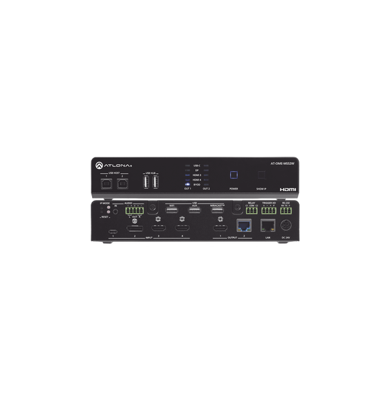 ATLONA ATOMEMS52W AT-OME-MS52W OMEGA 4K/UHD Switch matriz 5×2 con USB y enlace inalám