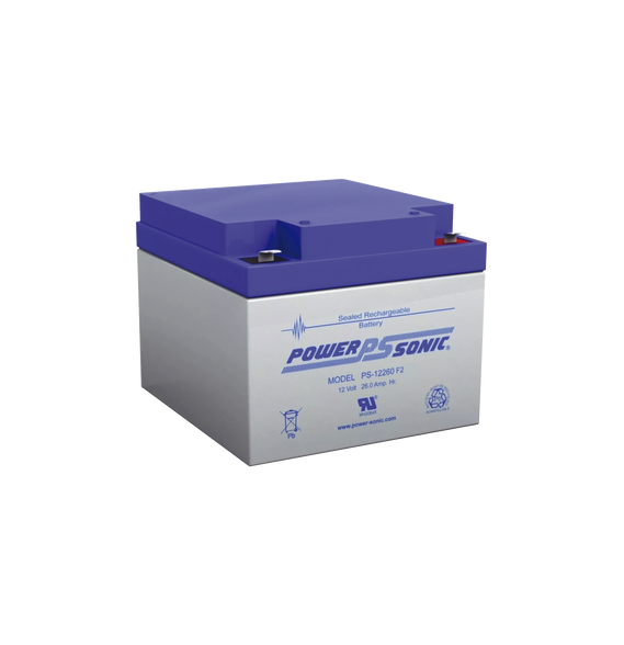POWER SONIC PS12260F2 PS-12260-F2 Batería 12V 26AH Para Respaldo Tecnologías AGM/VRLA