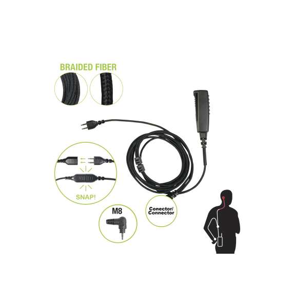 PRYME SNP2WM8BF SNP-2W-M8-BF Cable para Micrófono audífono SNAP intercambiable con co