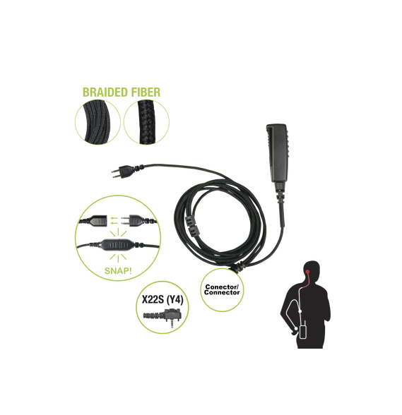 PRYME SNP2W22SBF SNP-2W-22S-BF Cable para Micrófono audífono SNAP intercambiable con