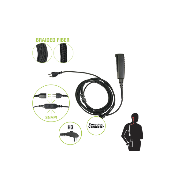 PRYME SNP2WH3BF SNP-2W-H3-BF Cable para Micrófono audífono SNAP intercambiable con co