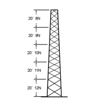 ROHN SSV30M128 SSV-30M-128 Torre especial Autosoportada Robusta de 30 m. Con 5 m de A