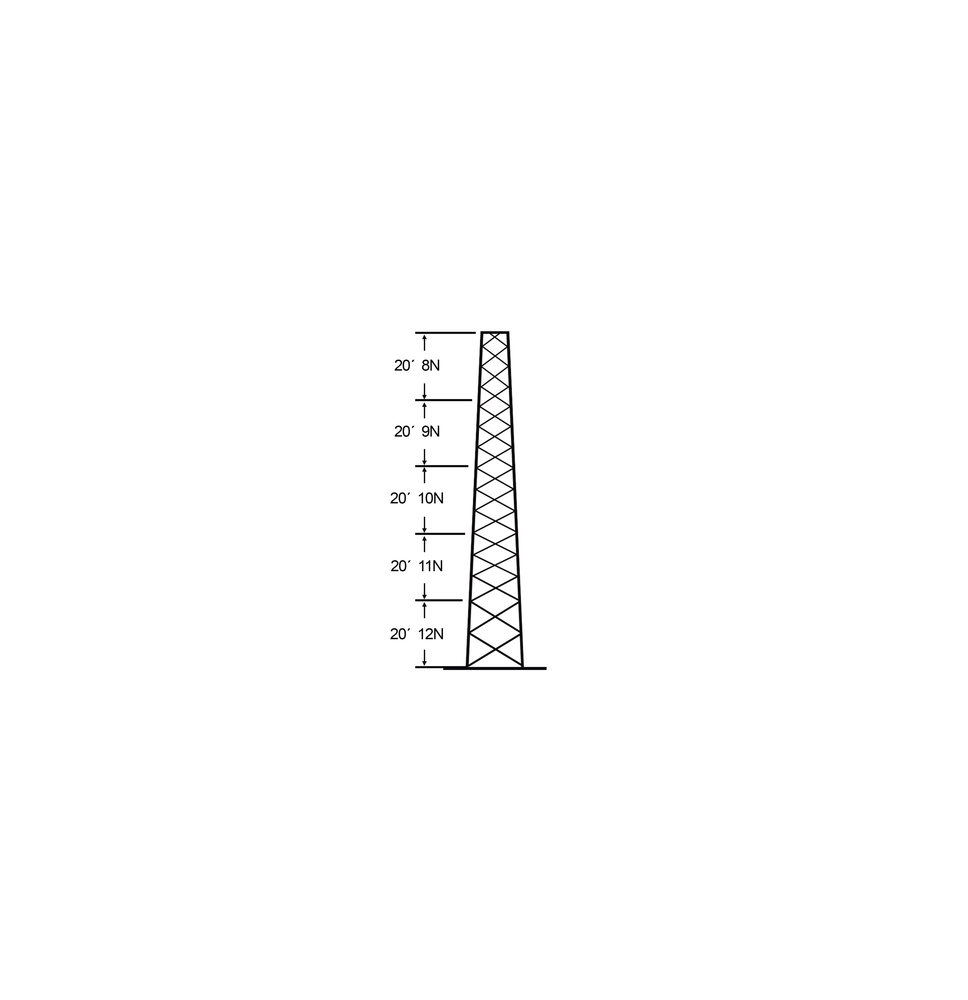 ROHN SSV30M128 SSV-30M-128 Torre especial Autosoportada Robusta de 30 m. Con 5 m de A