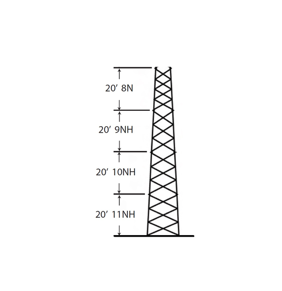 ROHN SSV24M118 SSV-24M-118 Torre especial Autosoportada Robusta de 24 m. Linea SSV HE