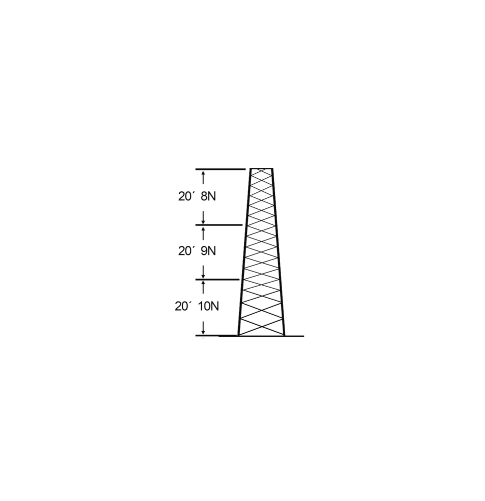 ROHN SSV18M108 SSV-18M-108 Torre especial Autosoportada Robusta de 18 m. Linea SSV HE