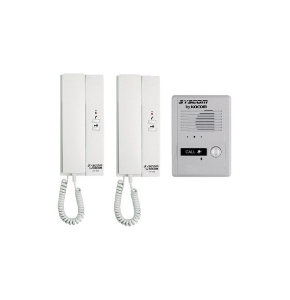 SYSCOM VIDEO KDP602AD KDP-602-A/D Kit de Audio Portero con 2 Auriculares y Frente de