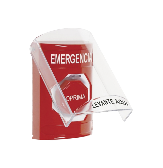 STI SS20A2EMES SS20A2EMES Botón de Emergencia en Español Rojo con Tapa Protectora de