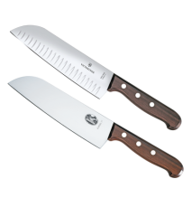 VICTORINOX 6852017GP 6.8520.17G/P Set de 2 Cuchillos Santoku Wood de Mango de Madera