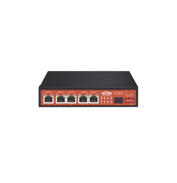 WI-TEK WIPS306GFUPS WI-PS306GF-UPS Controlador Solar de 5A con Switch PoE / 1 Puertos