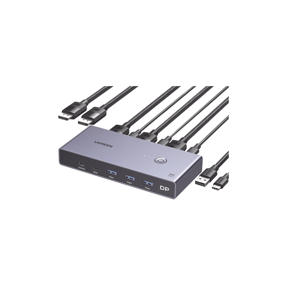 UGREEN 25962 25962 Conmutador KVM DisplayPort 8K | DP 1.4 | 2 Entradas 1 Salida | 4 P