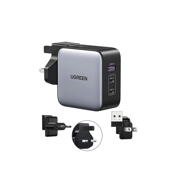 UGREEN 90409 90409 Cargador Universal de Viaje 65W | Contiene 3 Enchufes Internaciona
