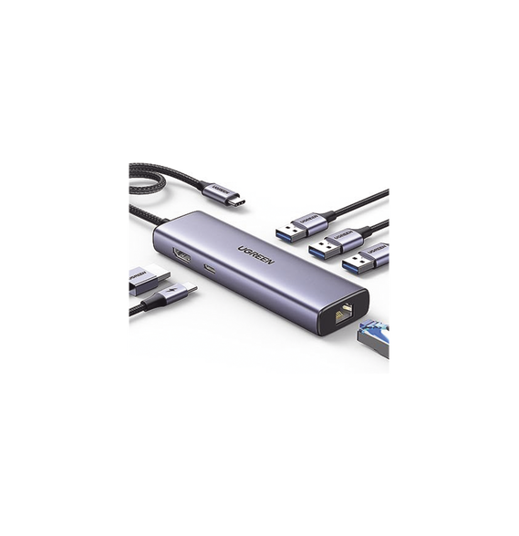UGREEN 15598 15598 HUB USB-C (Docking Revodok) 6 en 1 | 3 Puertos USB-A 3.0 (5 Gbps)