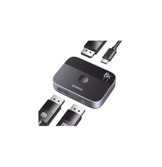 UGREEN 15708 15708 Conmutador DP 1.4 8K | HDMI Splitter 2 Entradas a 1 Salida | Bidir