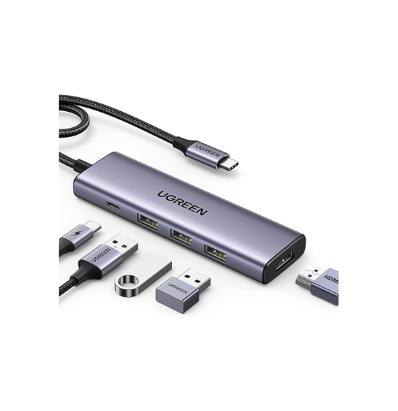 UGREEN 15596 15596 HUB USB-C (Docking Station) 5 en 1 | HDMI 2.0 4K@30Hz | 3 USB-A 3.