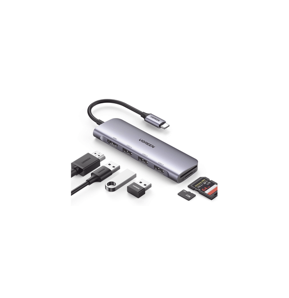 UGREEN 20956A 20956A HUB USB-C (Docking Station) 6 en 1 | HDMI 4K@30Hz | 3 Puertos US