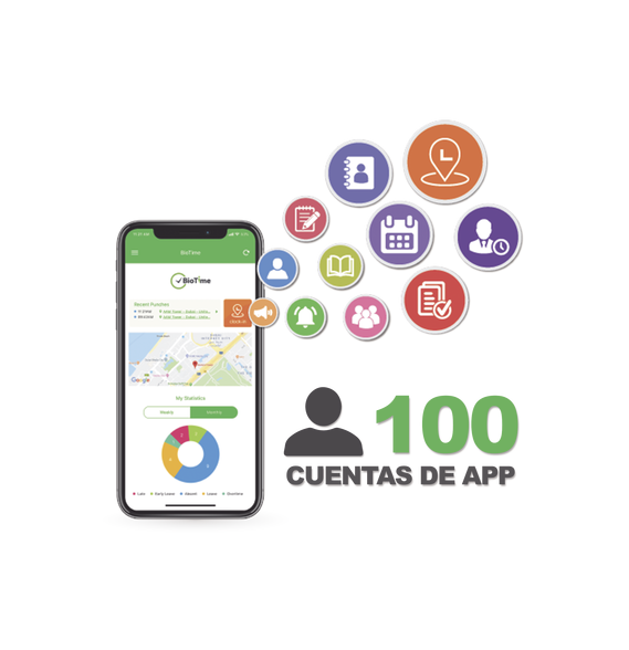 ZKTECO BIOTIMEAPP100 BIOTIMEAPP100 Licencia para realizar checadas de asistencia desd