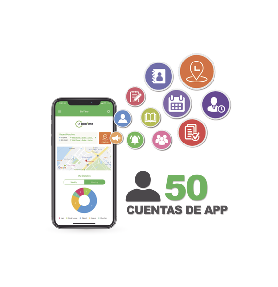 ZKTECO BIOTIMEAPP50 BIOTIMEAPP50 Licencia para realizar checadas de asistencia desde